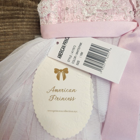 NWT American Princess Girls' Pink Embroidered Tiered Tulle Dress Easter 18M - Picture 6 of 9